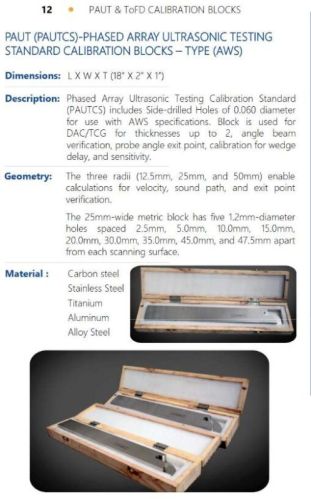 Paut (pautcs)-phased Array Ultrasonic Testing Standard Calibration Blocks -type (aws)
