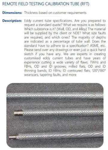 REMOTE FIELD TESTING CALIBRATION TUBE (RFT)