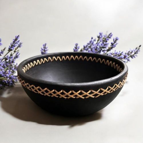 Non Coated Natural Finish Stone Pottery Bowls For Home Use