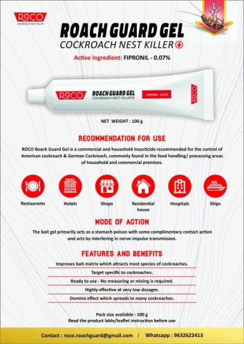 Roach Guard Gel, Packaging Size : 100gm
