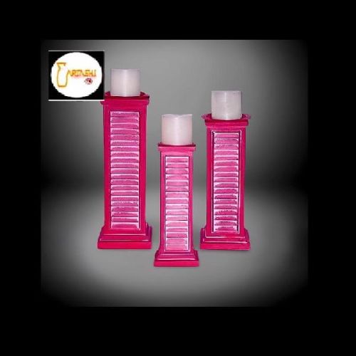 Hand Painted Embossed Wood Holders For Candles, Technique : Handmade