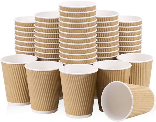 Paricott 360ml Ripple Paper Cups For Coffee, Cold Drinks