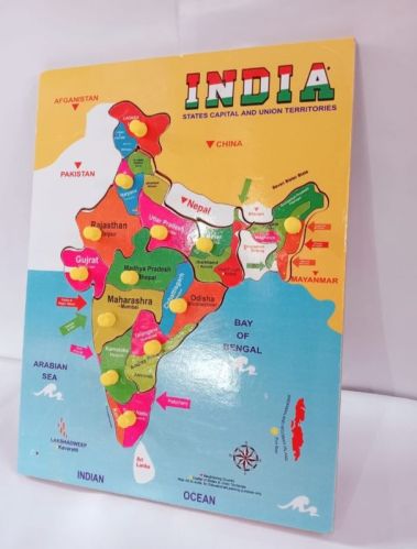Gbc Non Polished MDF Board Indian Map Puzzle For Educational