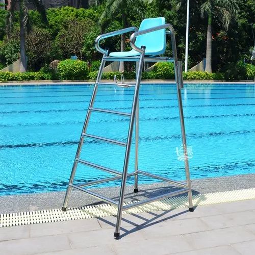 Polished Stainless Steel Swimming Pool Lifeguard Chair