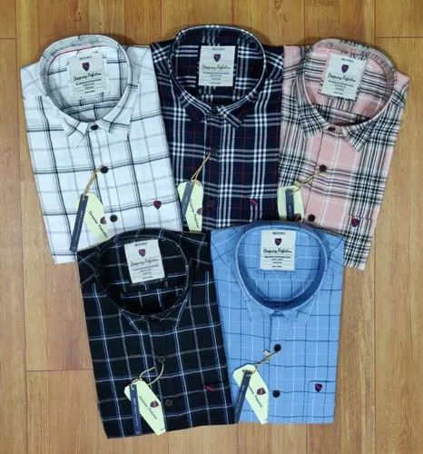 Dp Collar Neck Mens Cotton Check Shirts, Sleeve Type : Full Sleeve