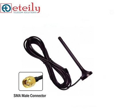 GSM 3dBi Rubber Magnetic Antenna with RG174 Cable (L-3MTR) + Sma (m) ST. Connector