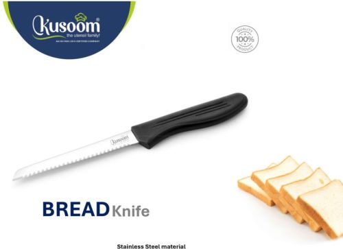 Stainless Steel Bread Knife, Handle Material : Plastic