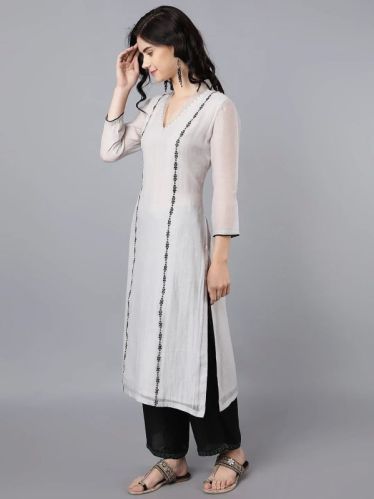 Ladies Fancy Chanderi Silk Kurta With Farshi Pant