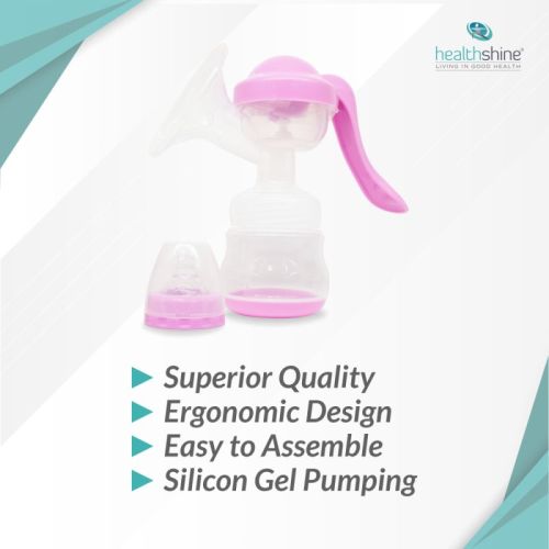 Healthshine Manual Plastic Breast Pump, Color : Pink