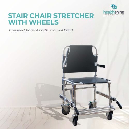 Manual Polished Aluminum Alloy Stair Chair Stretcher, Color : Black