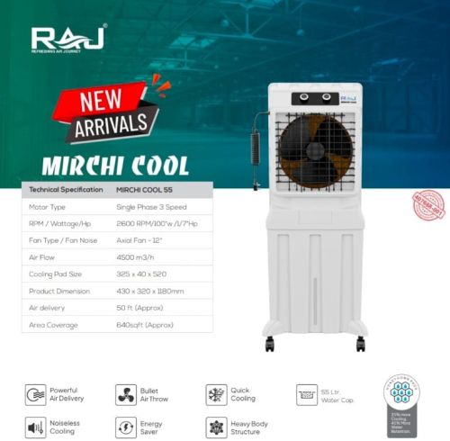 Raj Mirchi Cool Tower Desert Cooler, Certification : ISO 9001:2008