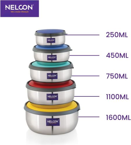 TRENTAL 10 PC PUSH & LOCK COLOUR LID-SS CONTAINERS