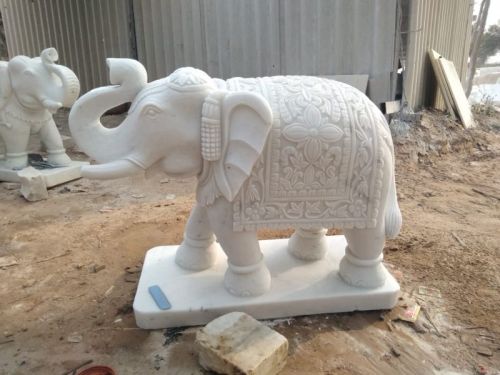 Plain Marble Elephant Statues for Garden, Religious Purpose