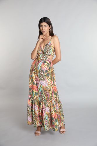 Printed Ladies Dresses, Sleeve Style : Sleeveless