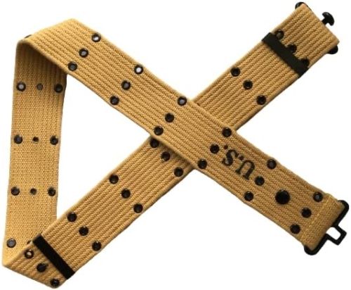 WW2 Us Khaki Pistol Belt - Brass - Repro American Webbing