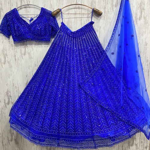 Net fancy lehenga, Design : Embroidery