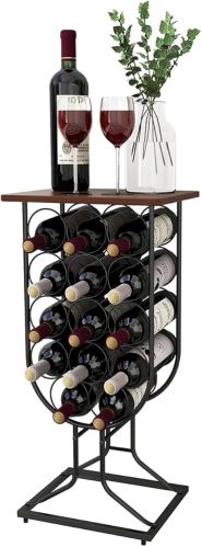 Color Coated Iron Wine Bottle Stand, Color : Black