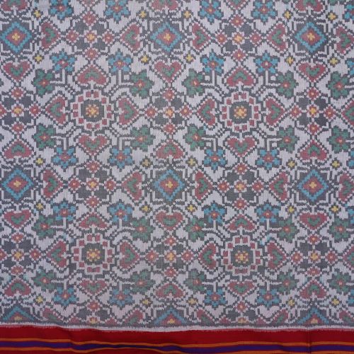 Milk White Ikat Silk Fabric, Width : 44 Inches