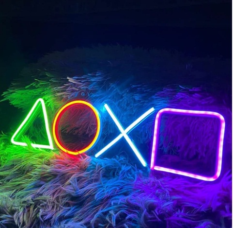 Playstation Key Neon Light For Room 12X8 Inches