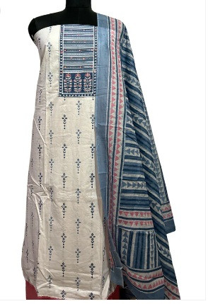 Blue Printed Pink Pants Cotton Suit Set