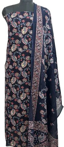 Rayon Blue Aari Embroidered Suit: Comfort Meets Elegance