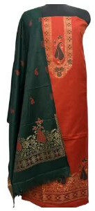 Rust Kani Work Woolen Suit With Matching Shawl