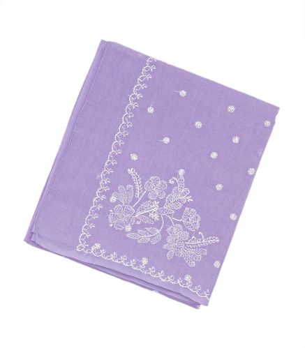 Purple Floral Motifs Chikankari Embroidered Ladies Cotton Saree