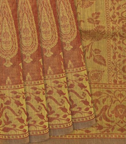 Rust Floral Motifs Handloom Chirala Ladies Saree
