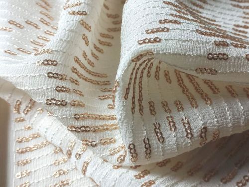 Allover Lining Gold Sequins Embroidery Fabric For Women