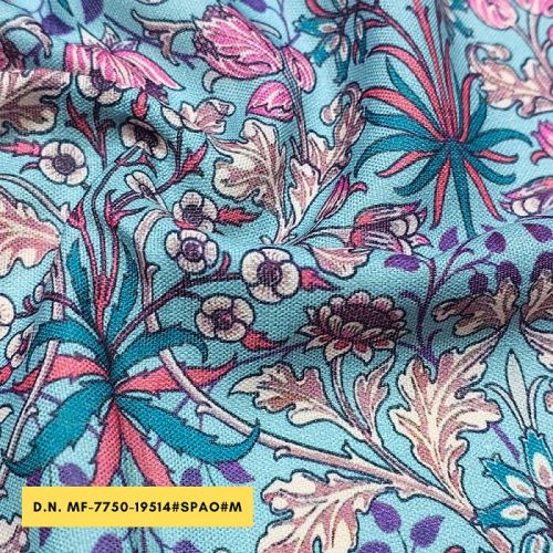 Buy Sky Blue Base Color Digital Printed Fabric