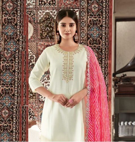 Buy White Readymade Kurti Set By Mora Couture