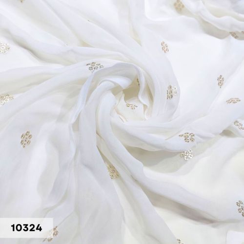 Dyeable Embroidered Dupatta With Butti and Border Pattern