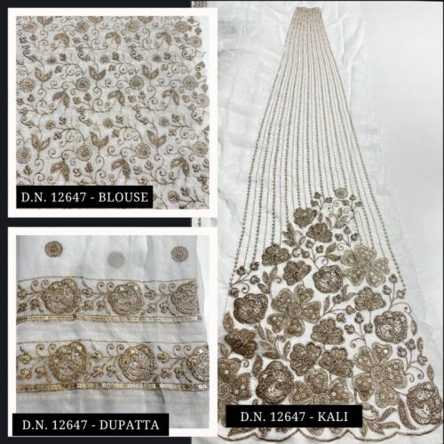 Embroidered Georgette Dyeable Lehenga Fabric