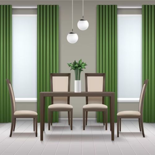 Green Shutters Pattern Curtains