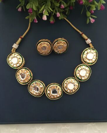 Gold Plated Polki Necklace Set
