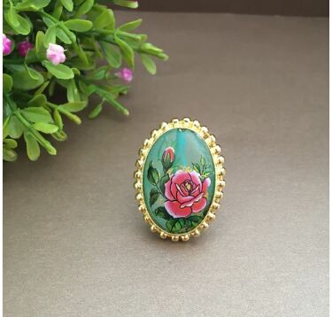 Golden Handpainted Adjustable Ring