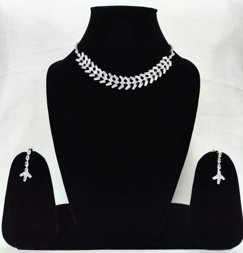 Captivate Elegance Rhodium-plated Necklace Earrings Set