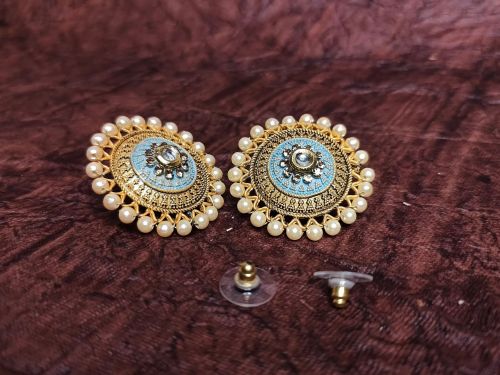 Stud Earrings With Stone & Beads By Kalakriti Gallery