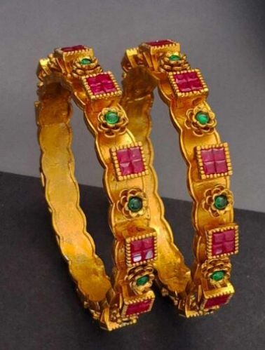 Zevarly Red Rajwadi Exclusive Bangles 2.4 2.6 2.8