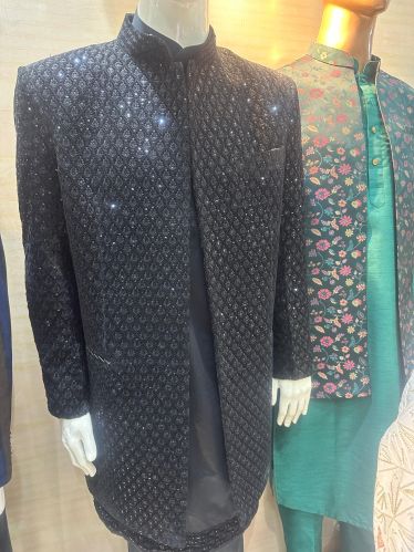 Wedding Kurta Pajama With Jacket Party Wear, Festive Wear, Gender : Male, Technics : Embroidery Work