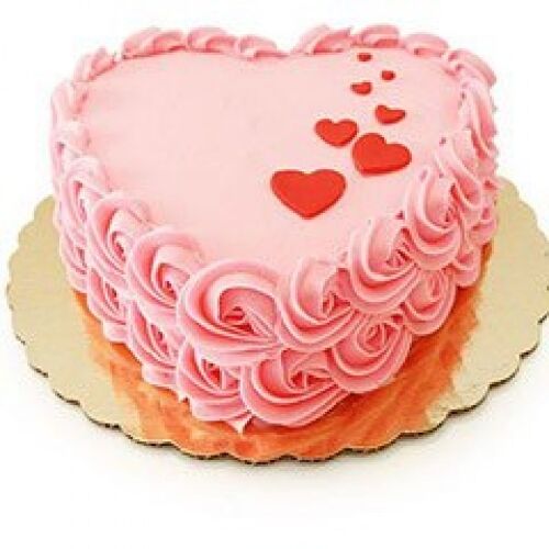 Floral Heart Shape Strawberry Cake, Packaging Type : Standard