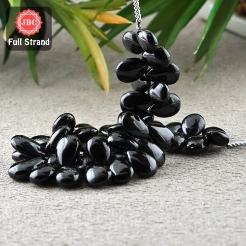 Black Spinel Smooth Pear Gemstone Beads Strand