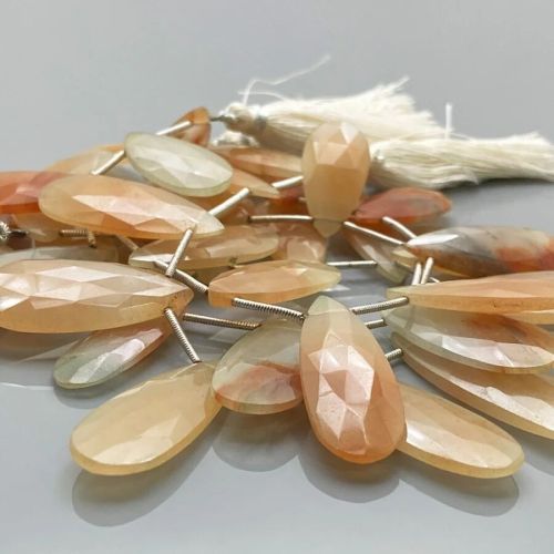 Natural Agate Briolette Pear Gemstone Beads Strand