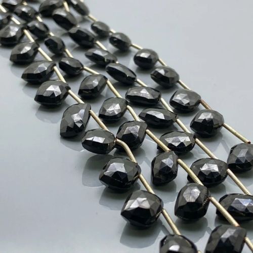 Natural Black Spinel Briolette Mango Gemstone Beads Strand