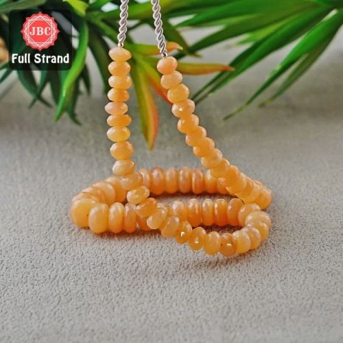 Peach Moonstone Faceted Rondelle Gemstone Beads Strand