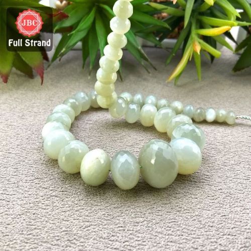 White Moonstone Faceted Rondelle Gemstone Beads Strand