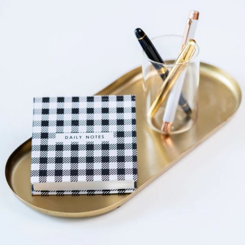 Daily Notes Black AND White Checks Jotter Notepad
