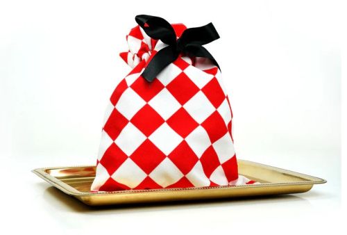 White And Red Checkered Printed Gift Bag