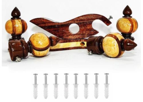 Wooden Double Curtain Finials With Bracket