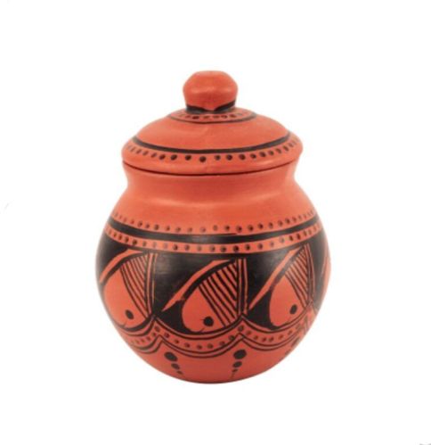 Clay Curd Pot With Cap 350 Ml Black Spade